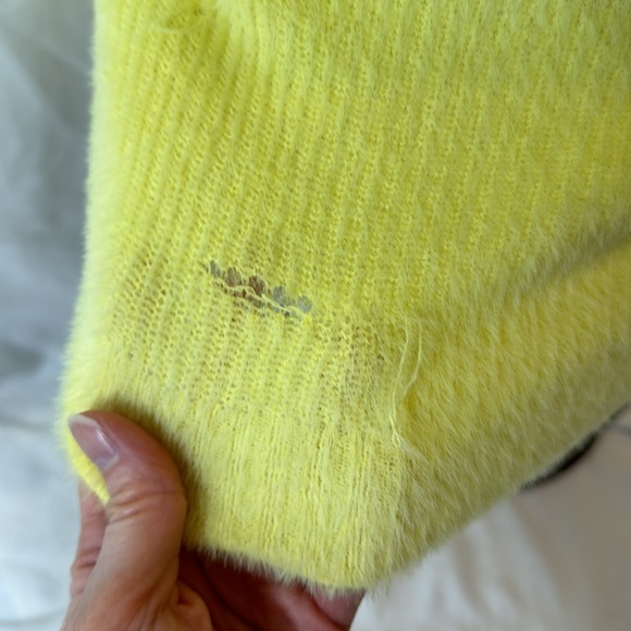 For Love and Lemons fuzzy yellow mini dress. Major issues on left rear side. S. - Picture 3 of 6